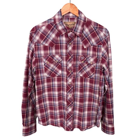 Wrangler Retro Shirt Men's Size Medium Red Plaid Western Cowboy Ranch Button Up - Picture 1 of 13